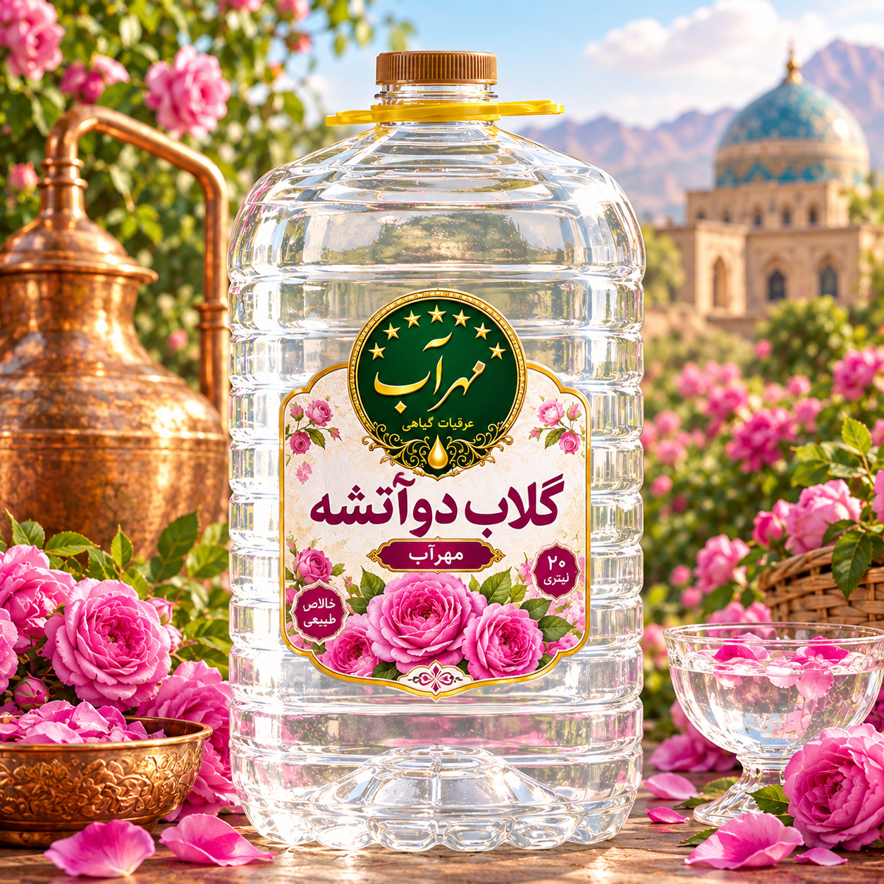 گلاب دوآتشه 24 عیار گالن 20 لیتری عمده با کیفیت عالی و قیمت مناسب